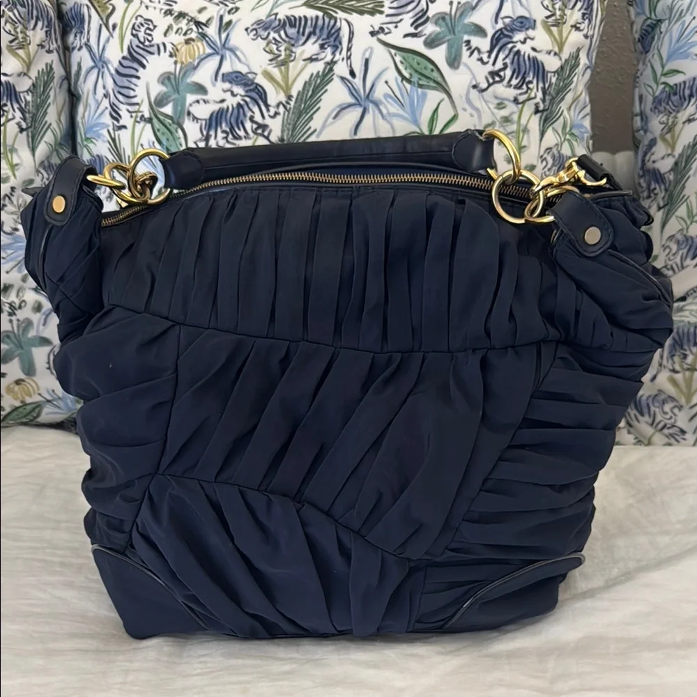 Stella McCartney Navy Nylon Pleated Women's Bag - Picture 2 of 16